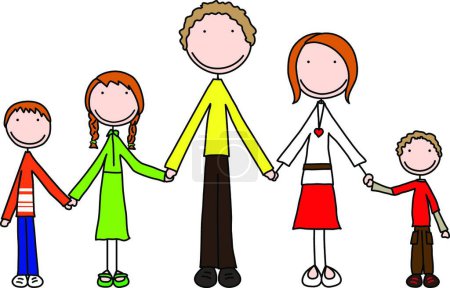 Téléchargez les illustrations : Happy family, illustration vectorielle graphique - en licence libre de droit