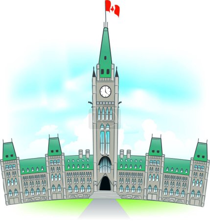 Illustration for Canadian Parliament Building, graphic vector illustration - Royalty Free Image
