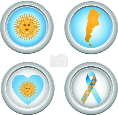 Téléchargez les illustrations : Boutons Argentine, illustration vectorielle colorée - en licence libre de droit