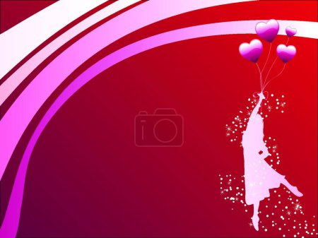 Ilustración de Chica globo rojo, ilustración vectorial gráfica - Imagen libre de derechos