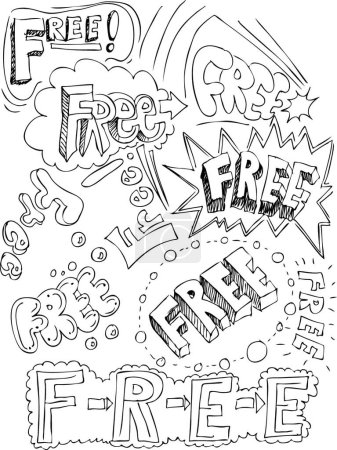 Illustration for Free Collage Words, graphic vector illustration - Royalty Free Image