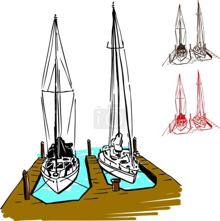 Ilustración de Muelle de yate, ilustración vectorial gráfica - Imagen libre de derechos