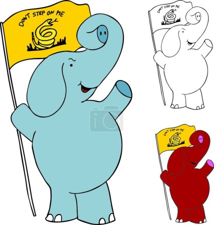 Ilustración de Protest Flag Elephant, simple vector illustration - Imagen libre de derechos