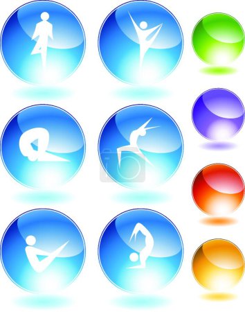 Ilustración de "Contorsionista conjunto de cristal "icono plano, vector de ilustración - Imagen libre de derechos