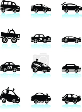 Ilustración de Racecars iconos, ilustración de vectores - Imagen libre de derechos