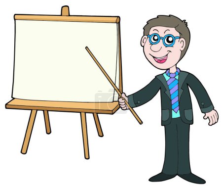 Téléchargez les illustrations : Homme d'affaires avec table, illustration vectorielle graphique - en licence libre de droit