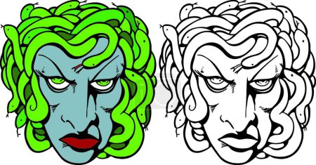 Illustration for Medusa, colorful vector illustration - Royalty Free Image