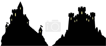 Ilustración de Siluetas de castillos, ilustración vectorial gráfica - Imagen libre de derechos