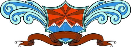 Ilustración de Snow Mountain Crest, ilustración vectorial - Imagen libre de derechos