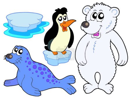 Téléchargez les illustrations : Collection animaux de glace, illustration vectorielle colorée - en licence libre de droit
