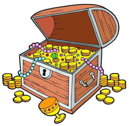 Illustration for "Open treasure chest" vector - Royalty Free Image