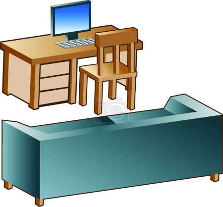 Illustration for Sofa Desk Icons vector illustration - Royalty Free Image