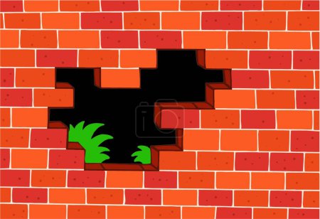 Illustration for Red brick wall, graphic vector illustration - Royalty Free Image