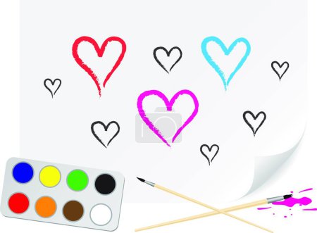 Illustration for Drawing heart, graphic vector illustration - Royalty Free Image