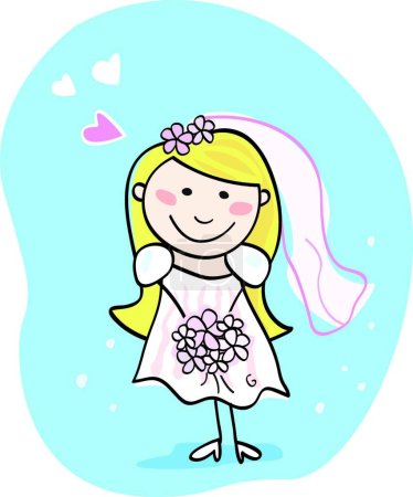 Illustration for Bride in white, vector illustration - Royalty Free Image