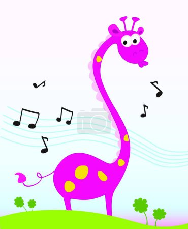 Téléchargez les illustrations : Girafe chantante, illustration vectorielle graphique - en licence libre de droit