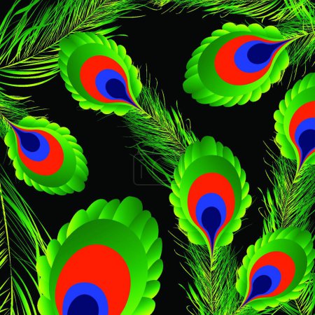 Illustration for Peacock feathers background, graphic vector illustration - Royalty Free Image