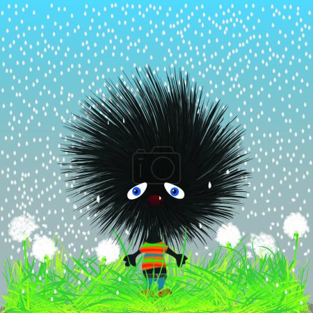 Illustration for Sad hedgehog , simple vector illustration - Royalty Free Image