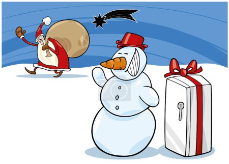 Illustration for Snowman and Santa, graphic vector illustration - Royalty Free Image