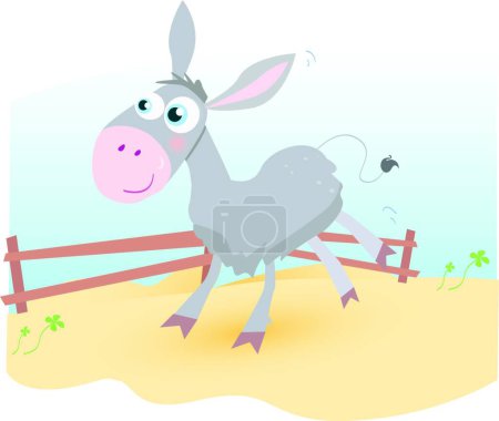 Illustration for Donkey on farm, graphic vector illustration - Royalty Free Image