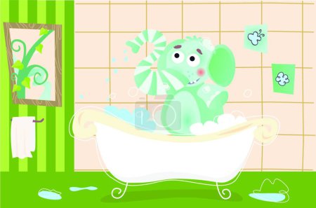 Illustration for Elephant is bathing! , graphic vector illustration - Royalty Free Image