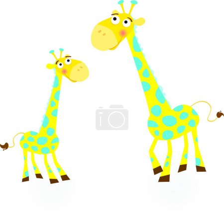 Ilustración de Familia de la jirafa, ilustración vectorial gráfica - Imagen libre de derechos