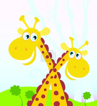 Illustration for Two giraffes, graphic vector illustration - Royalty Free Image