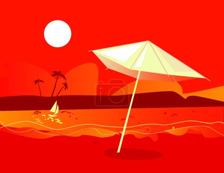 Illustration for Tropical Beach Banner, vector illustration - Royalty Free Image