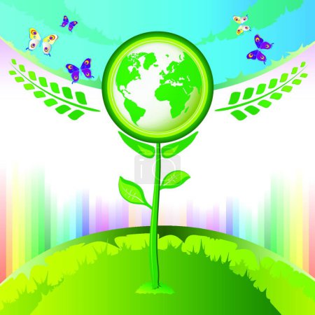 Téléchargez les illustrations : Fleurs Eco Earth, illustration vectorielle - en licence libre de droit