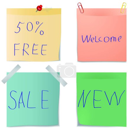 Illustration for Colored Sticky Notes, vector simple design - Royalty Free Image