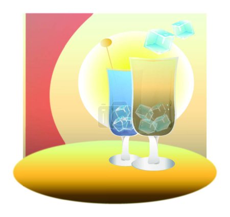 Téléchargez les illustrations : Cocktail avec glace, illustration vectorielle graphique - en licence libre de droit