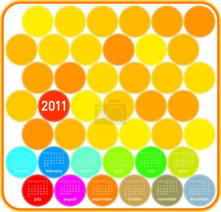 Téléchargez les illustrations : Calendrier coloré 2011, illustration vectorielle graphique - en licence libre de droit