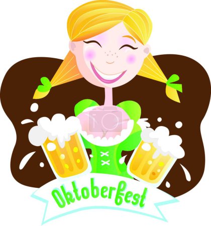 Illustration for Octoberfest (Bavarian girl)  vector illustration - Royalty Free Image