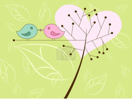 Illustration for Kissing birds, graphic vector illustration - Royalty Free Image