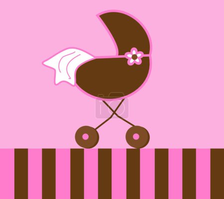 Téléchargez les illustrations : Illustration vectorielle Poussette bébé fille - en licence libre de droit