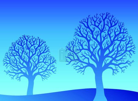 Ilustración de Dos árboles azules, diseño simple vector - Imagen libre de derechos