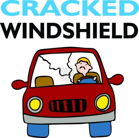Illustration for Cracked Windshield, vector simple design - Royalty Free Image