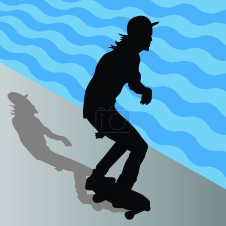 Illustration for Male Skateboarder, vector simple design - Royalty Free Image