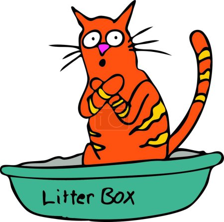 Illustration for Kitty Litterbox modern vector illustration - Royalty Free Image