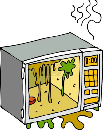 Illustration for Dirty Microwave Oven, graphic vector illustration - Royalty Free Image