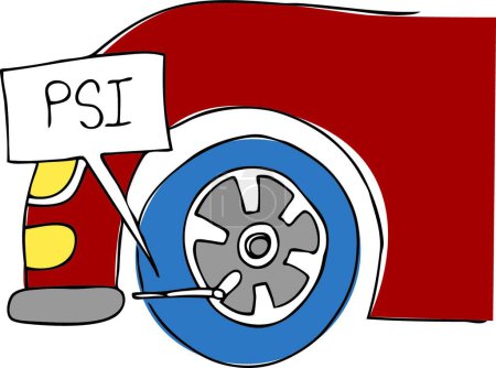 Téléchargez les illustrations : PSI Pression des pneus, design vectoriel simple - en licence libre de droit