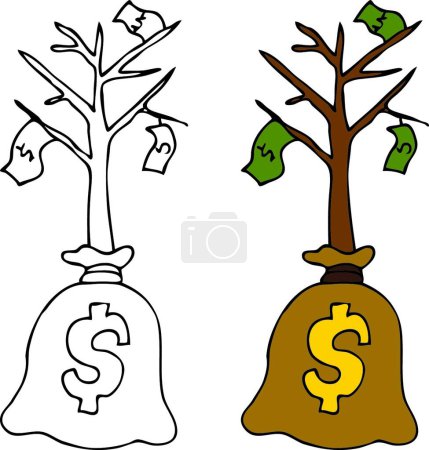 Illustration for Sapling Money Tree, graphic vector illustration - Royalty Free Image