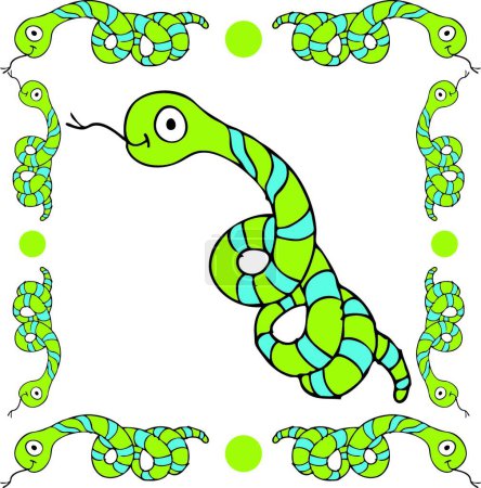 Téléchargez les illustrations : Snake Border, illustration vectorielle graphique - en licence libre de droit