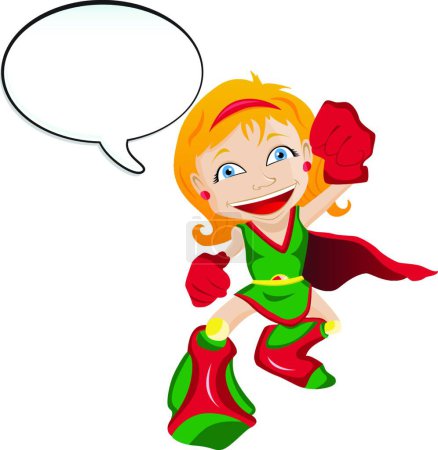 Ilustración de "Super héroe chica con el habla burbuja
" - Imagen libre de derechos