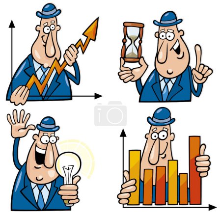 Ilustración de Dibujos animados de negocios con hombre divertido - Imagen libre de derechos