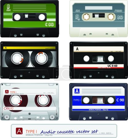 Téléchargez les illustrations : "Illustration des cassettes audio vectorielles - en licence libre de droit