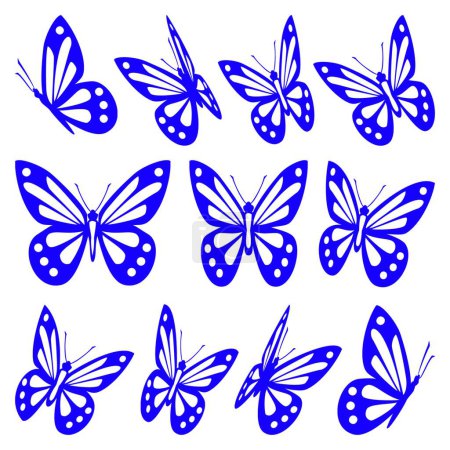 Illustration for Set of butterflies vector illustration - Royalty Free Image