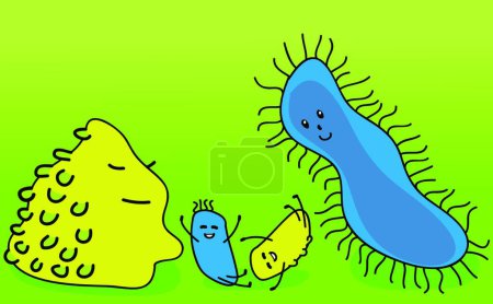 Ilustración de Animación familiar de bacterias, ilustración vectorial gráfica - Imagen libre de derechos