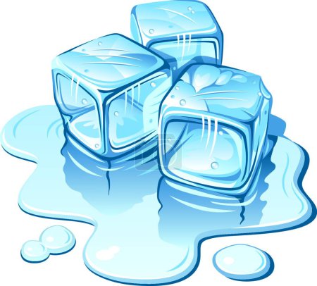 Téléchargez les illustrations : Cubes de glace, design vectoriel simple - en licence libre de droit
