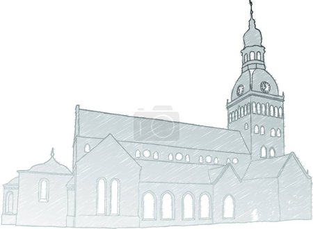 Ilustración de Ilustración vectorial de Riga Dome Church - Imagen libre de derechos
